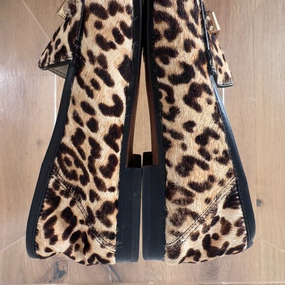Sam Edelman Loraine Leopard Print Calf Hair Loafers Size 10 Quiet Luxury Classic - Picture 14 of 16